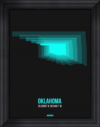 Framed Oklahoma Radiant Map 6 Print