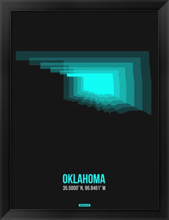 Framed Oklahoma Radiant Map 6 Print