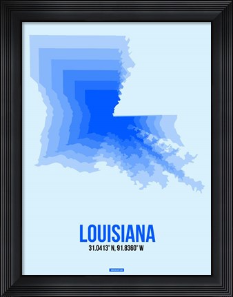 Framed Louisiana Radiant Map 1 Print