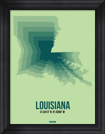 Framed Louisiana Radiant Map 2 Print