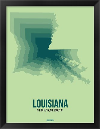 Framed Louisiana Radiant Map 2 Print