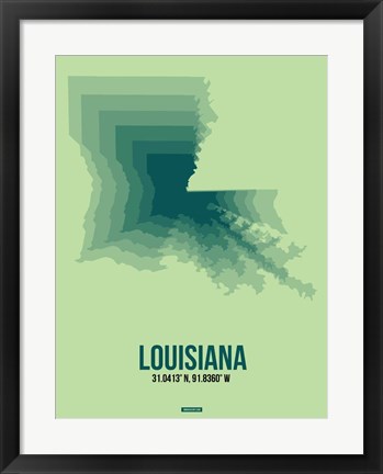 Framed Louisiana Radiant Map 2 Print