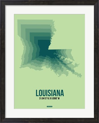 Framed Louisiana Radiant Map 2 Print