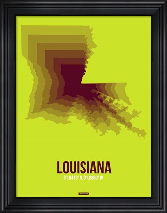 Framed Louisiana Radiant Map 3 Print