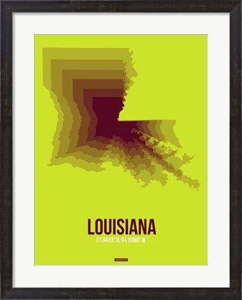 Framed Louisiana Radiant Map 3 Print