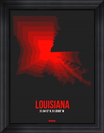 Framed Louisiana Radiant Map 4 Print
