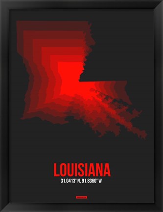 Framed Louisiana Radiant Map 4 Print