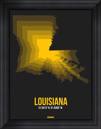 Framed Louisiana Radiant Map 5 Print