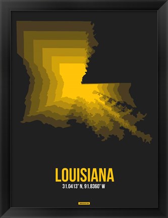 Framed Louisiana Radiant Map 5 Print