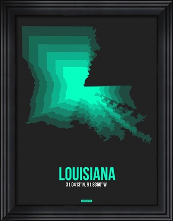 Framed Louisiana Radiant Map 6 Print