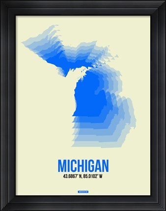 Framed Michigan Radiant Map 1 Print