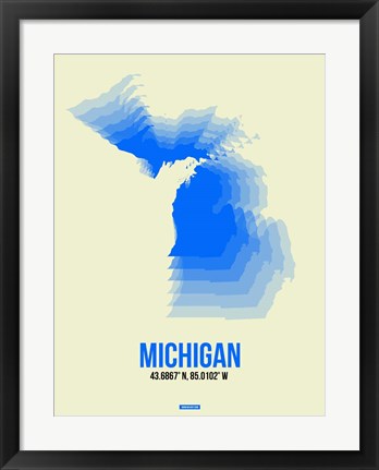 Framed Michigan Radiant Map 1 Print