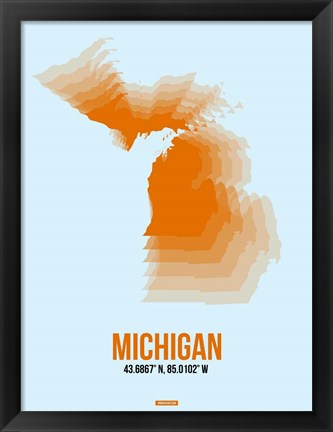 Framed Michigan Radiant Map 2 Print