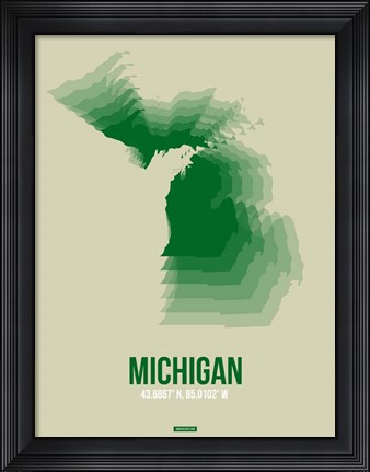 Framed Michigan Radiant Map 3 Print