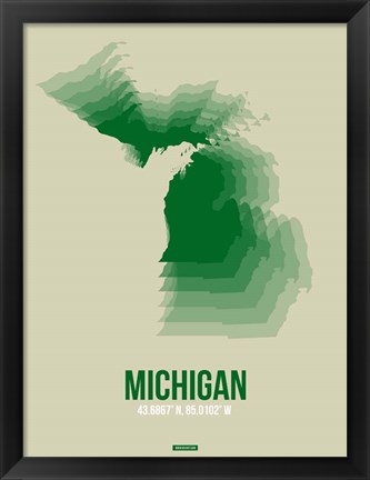 Framed Michigan Radiant Map 3 Print