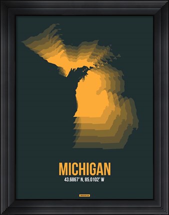 Framed Michigan Radiant Map 4 Print