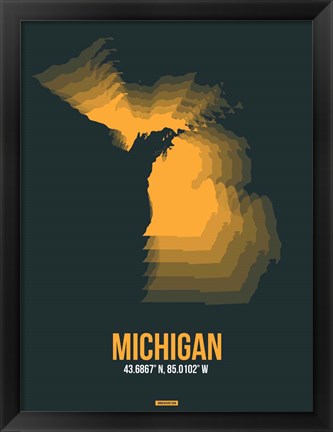 Framed Michigan Radiant Map 4 Print