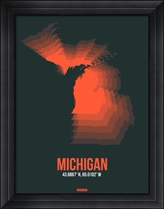 Framed Michigan Radiant Map 5 Print