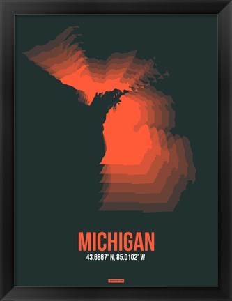 Framed Michigan Radiant Map 5 Print