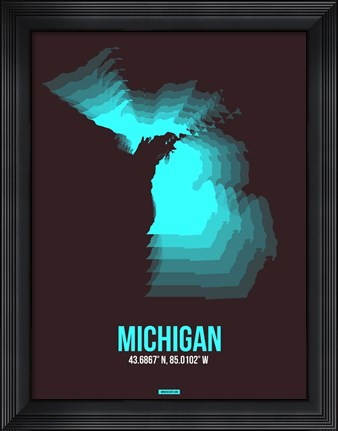 Framed Michigan Radiant Map 6 Print