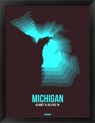 Framed Michigan Radiant Map 6 Print