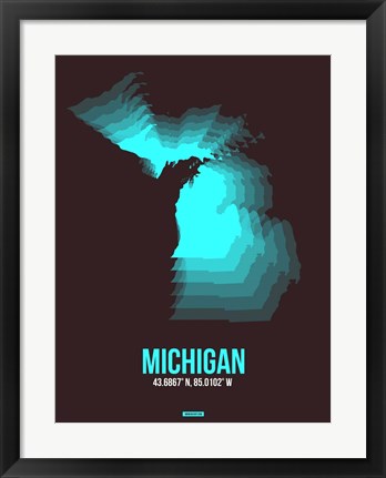 Framed Michigan Radiant Map 6 Print