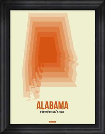Framed Alabama Radiant Map 1 Print