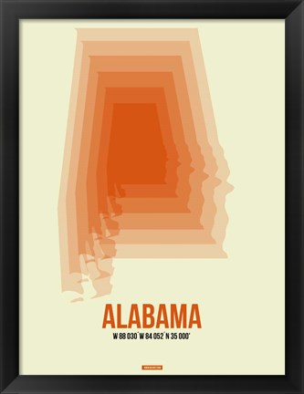 Framed Alabama Radiant Map 1 Print