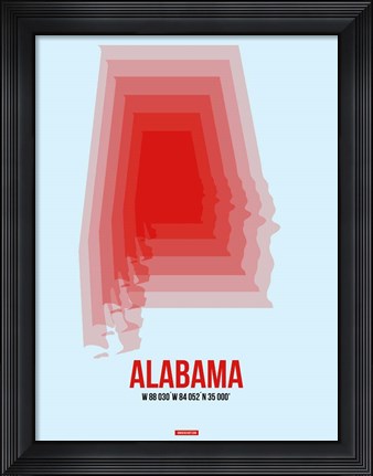 Framed Alabama Radiant Map 2 Print