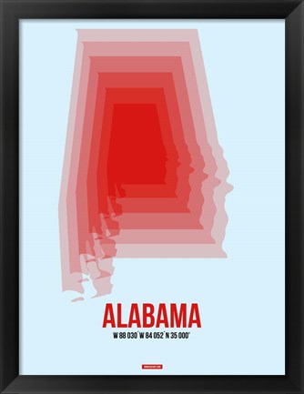 Framed Alabama Radiant Map 2 Print