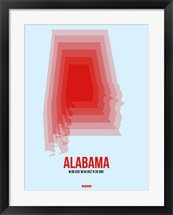 Framed Alabama Radiant Map 2 Print