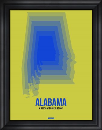 Framed Alabama Radiant Map 3 Print