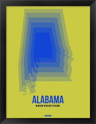 Framed Alabama Radiant Map 3 Print