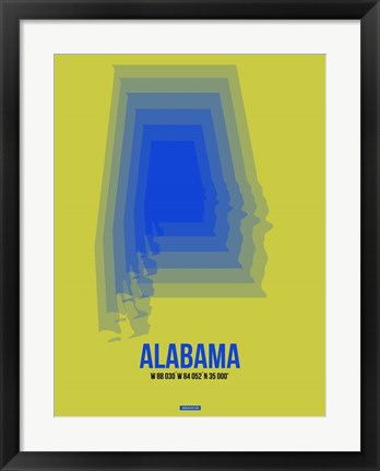 Framed Alabama Radiant Map 3 Print