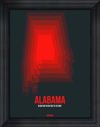 Framed Alabama Radiant Map 4 Print