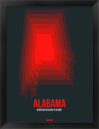 Framed Alabama Radiant Map 4 Print