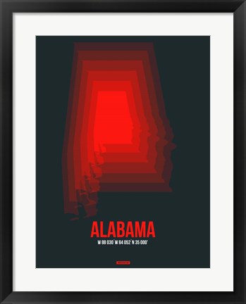 Framed Alabama Radiant Map 4 Print