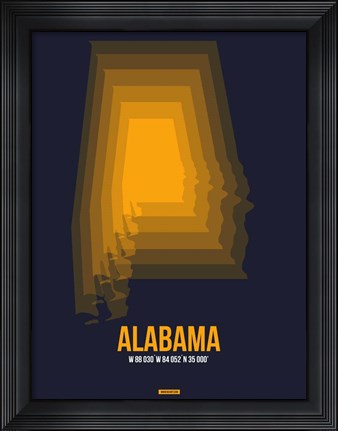 Framed Alabama Radiant Map 5 Print