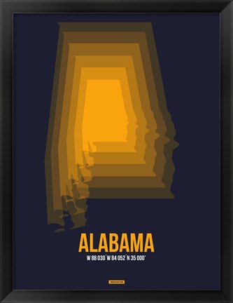 Framed Alabama Radiant Map 5 Print