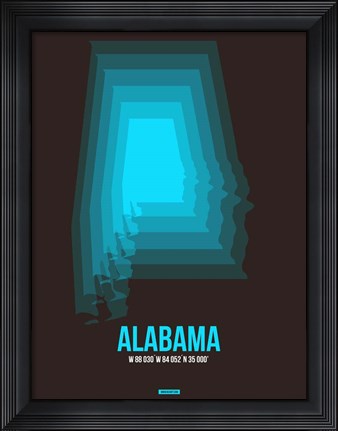 Framed Alabama Radiant Map 6 Print