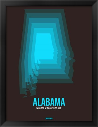 Framed Alabama Radiant Map 6 Print