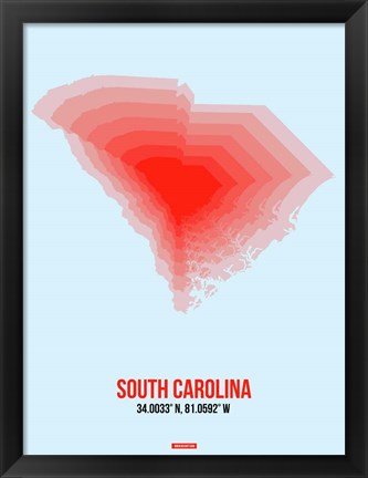 Framed South Carolina Radiant Map 1 Print