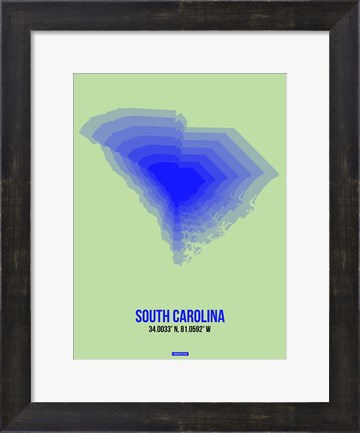 Framed South Carolina Radiant Map 2 Print