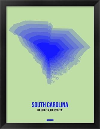 Framed South Carolina Radiant Map 2 Print