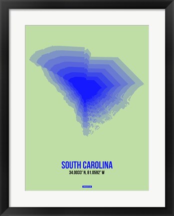 Framed South Carolina Radiant Map 2 Print