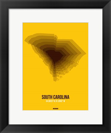 Framed South Carolina Radiant Map 3 Print
