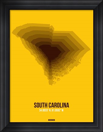 Framed South Carolina Radiant Map 3 Print