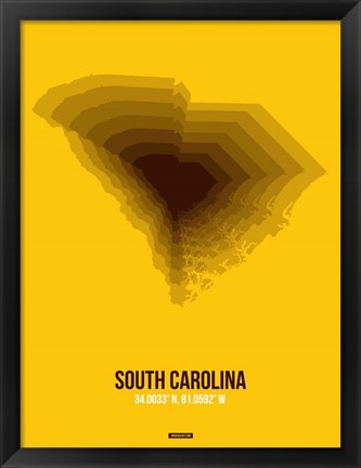 Framed South Carolina Radiant Map 3 Print