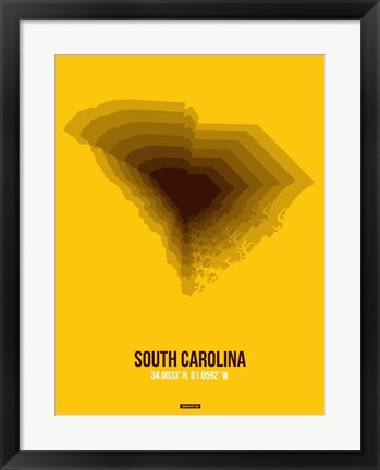 Framed South Carolina Radiant Map 3 Print