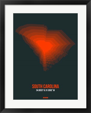 Framed South Carolina Radiant Map 4 Print